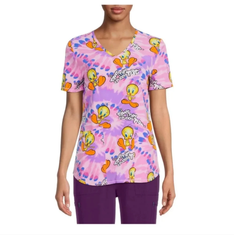 Women's Scrubs Top Looney Tunes Tweety Performance stretch NWT